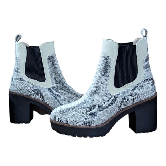 Chinese Laundry Shoes - Chinese Laundry Good Day Snake Skin Block Heel Bootie Chelsea Boots Size 8.5